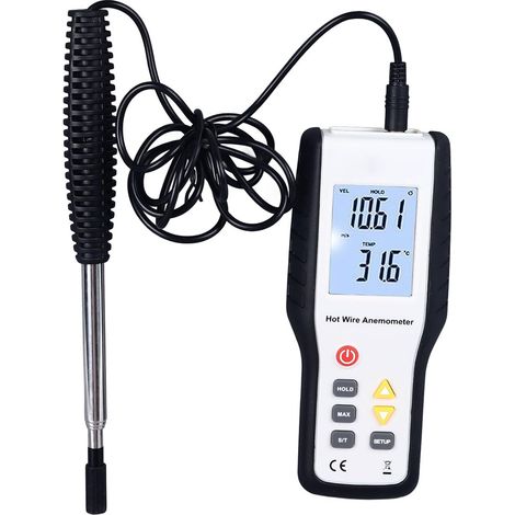 Thermisches Anemometer, tragbares LCD-Display, digitales Luftstromgeschwindigkeitsmessgerät, hohe Empfindlichkeit, Windgeschwindigkeitsmesser, Temperaturmessgerät für