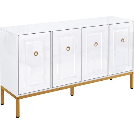 Aparador almacenamiento con puertas brillo blanco dorado OKMYHOME (1/5)