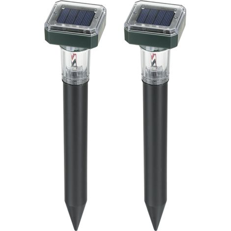 2er-Pack W-ave Solar-Schall-Abwehrgeräte für den Garten, mit Helligkeitsregelung, Rasenlampe, gegen Wühlmäuse, Maulwürfe und Schlangen. Integrierter 600-mAh-Akku. (1/5)