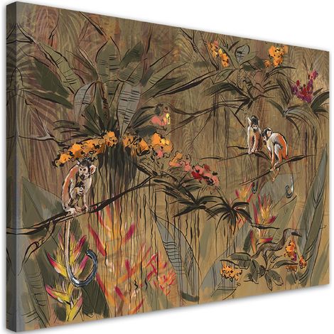 Tableau sur toile Singes dans la jungle 60x40 (1/5)