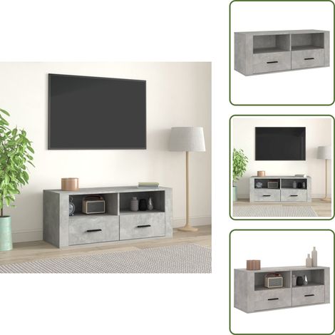 Meuble TV Gris béton 100x35x40 cm Bois d'ingénierie - Meubles Tv - Meuble Tv Gris - Meuble Tv Design - Meuble Tv Moderne - Meuble Tv Industriel (1/5)