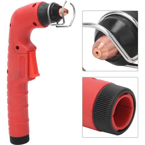 Tête de torche plasma, poignée en métal rouge avec revêtement en caoutchouc pour découpeuse Trafimet Ergocut S45 (1/5)