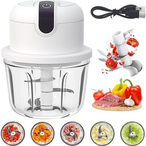 Mini hachoir électrique avec port USB, 350 ml, pour fruits, noix, viande, ail, piment (1/5)