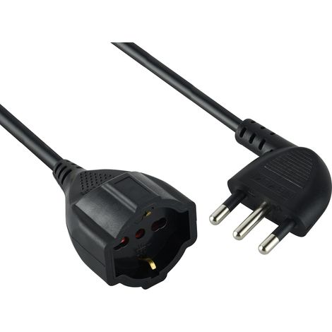 Electraline 46109 Prolunga 5 mt spina 16A e presa polivalente (schuko + 10/16A), nero - sezione cavo 3G1,5 mm² (1/2)
