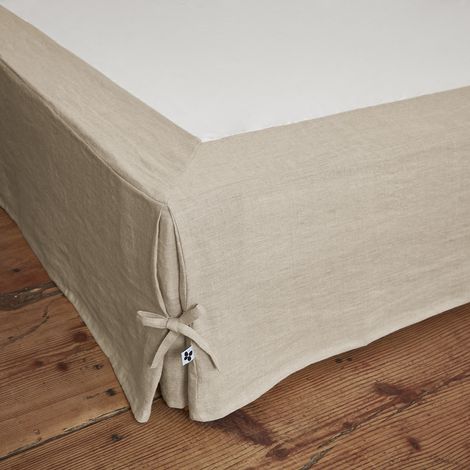 Cache sommier en lin 140 x 190 cm Soline sable (1/3)