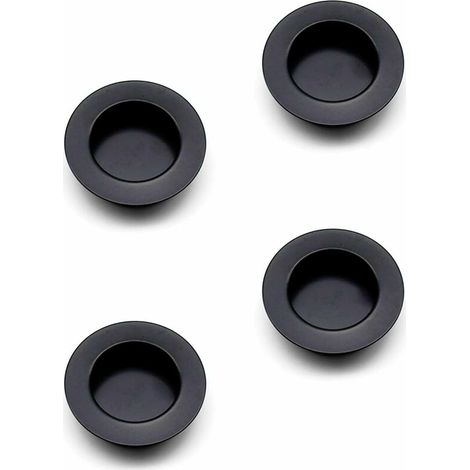 4 Pieces Round Recessed Handles, Black Sliding Door Handle, 40 mm Sliding Door Handle (1/5)