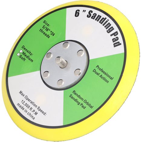 Plateau support auto-agrippant pour ponceuse à air, plateau PU 15cm filetage 5/16x24, 12000 tr/min, ponçage polissage lustrage jaune (1/5)