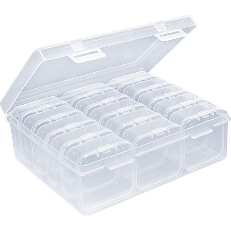 Cajas de almacenamiento, organizador de cuentas pequeñas, incluye 15 mini cajas de almacenamiento, caja clasificadora, casete de almacenamiento, blanco transparente (1/5)