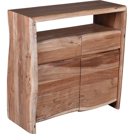 Meuble de rangement 90 cm style nature en acacia massif Azalée (1/4)