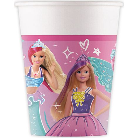 Vasos de papel de Barbie, 8 unidades.