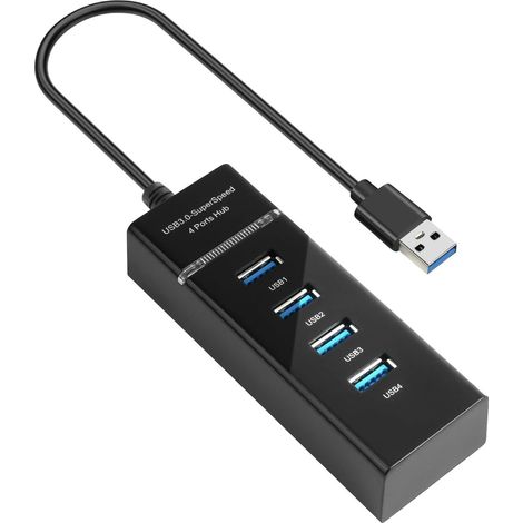 Concentrador USB, concentrador USB 3.0 de 4 puertos, distribuidor USB, divisor de concentrador USB 3.0, concentrador de datos de 5 Gbps de velocidad extrasuperior para Mac Pro/Mini,Surface Pro, XPS, u (1/5)