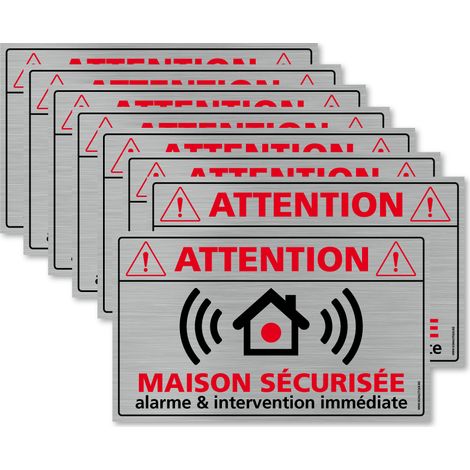 Signaletique.Biz France – Autocollants dissuasifs maison sécurisée – Lot de 8 stickers alarme imitation aluminium – Intervention immédiate pour sécurité renforcée