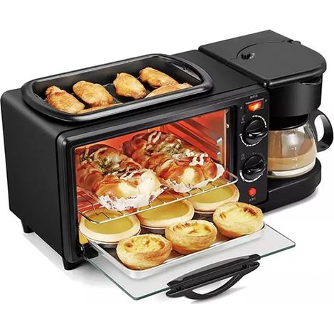 Station petit déjeuner 3 en 1 avec cafetière grille-pain et poêle, appareil multifonction cuisine maison