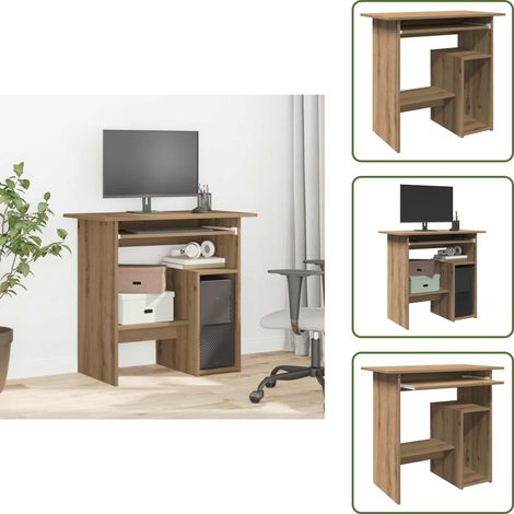 Scrivania moderna - vidaXL Scrivania Rovere Artigianale 80x45x74 cm in Legno Multistrato - Scrivania con mobiletto