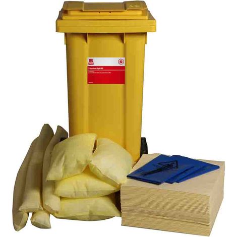 Kit de déversement contient 3 coussins, 4 tampons de 3M, 60 tampons, 8 piles Haz pour Produit chimique ( Prix pour 1 )