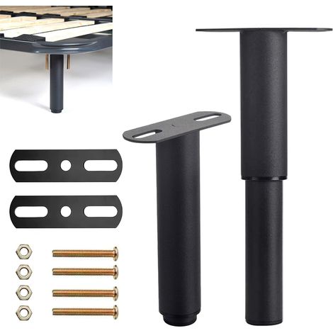 Gambe per mobili, 2 pezzi, gambe regolabili per mobili, 18-34 cm, metallo, nero, gambe regolabili per mobili adatte a letti, divani, tavoli e armadi (1/5)
