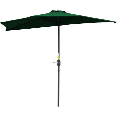Halbschirm für Balkon mit 5 Metallstreben, inklusive Kamin, 2,93 x 1,5 x 2,49 m, aus hochdichtem, grünem Polyester