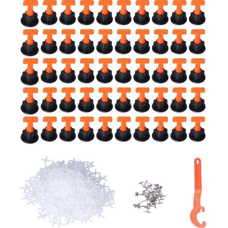 Kit de système de nivellement de carreaux, 50 pièces, systèmes de carreaux réutilisables avec clé pour sol (1/5)