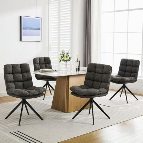 Esszimmerstühle 4er Set drehbar mit Kissen, modern, grau (1/5)