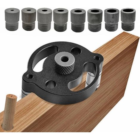 Aide au perçage du bois Gabarit de Percage pour Bois Locator,Guide de Percage Bois,8 Trous 3/4/5/6/7/8/9/10mm,Guide de Perçage Vertical,Positionneur de Forage de Menuiserie à Cheville pour Bois
