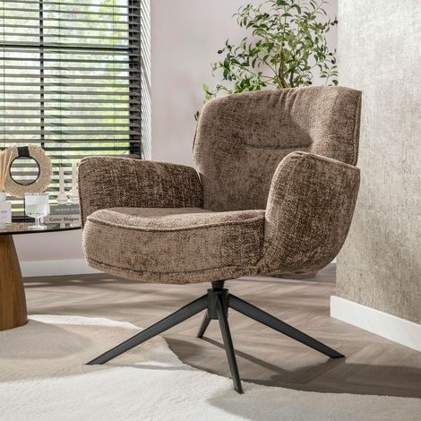 Fauteuil salon pivotant beige chaud à dossier souple ASCOLI (1/5)