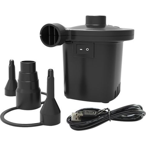 Electric Air Pump, Rechargeable Electric Inflator with USB Cable, Quick Fill for Inflation/Deflation, 3 Tips and 5V Adapter Included for Air Mattresses and Inflatable Swimming Pools (1/4)