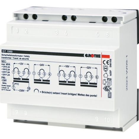 Grothe Transformador de seguridad GT 1980, 25VA, resistente a cortocircuitos, certificado VDE, 14140