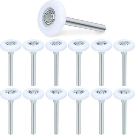 Lot de 10 rouleaux de porte de garage silencieux, roues de rechange en nylon, double cage renforcée, roulement à billes blanc, 4,6 cm, tige de 10,2 cm, durables et haute charge, roulement haute (1/4)