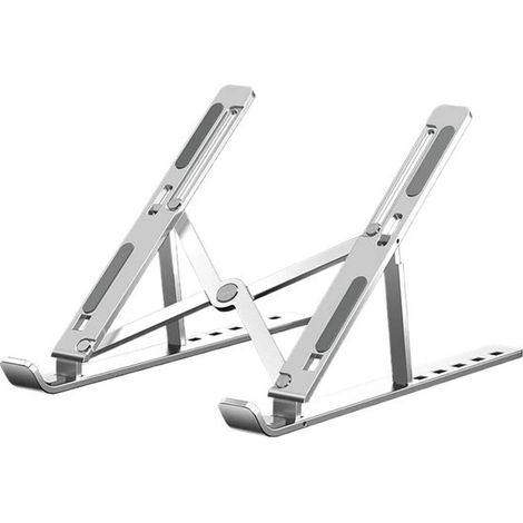 Supporto per laptop, regolabile, comodo da usare, con design a dissipazione di calore, universale, argento. (1/5)