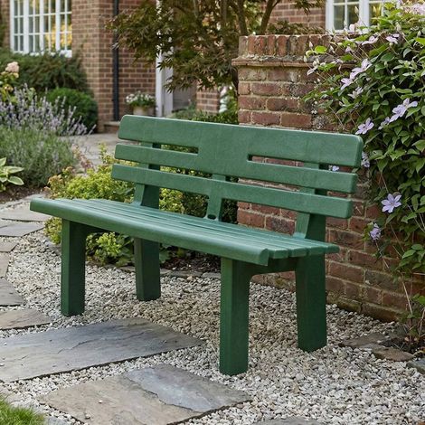 Dmora - Außenbank Daltobel, Monoblock-Gartenbank, Außenbank, 100 % Made in Italy, 110 x 52 x 71 cm, Grün (1/3)