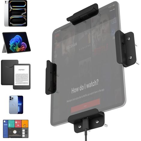 Support Mural Universel Modulaire 4 Pièces pour Tablette/Smart Home Compatible avec 15, Surface, Pour panneau de commande, Double montage adhésif/vis, Antivol sécurisé (1/5)