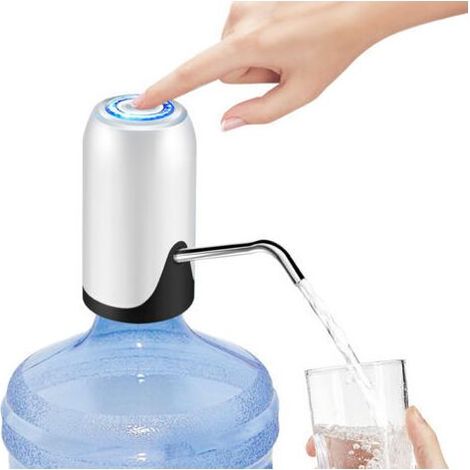 Dispensateur de bouteille d'eau de 5 gallons, charge USB, pompe de distributeur d'eau portable pour le camping - Blanc (1/5)