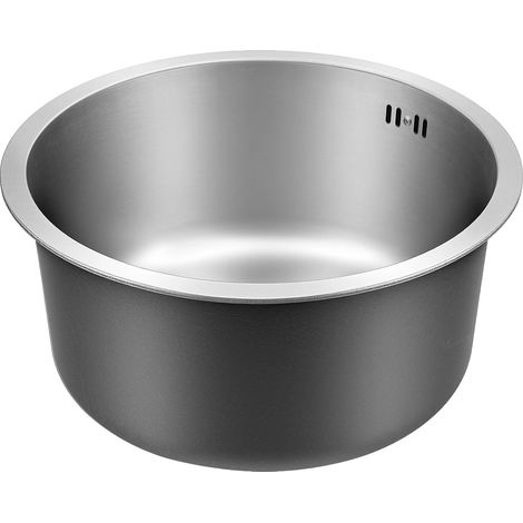Évier de cuisine, Acier inoxydable 304, 41 cm de diamètre, 18,99 cm de profondeur, Installation sous plan, Forme ronde (1/5)