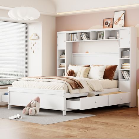 letto contenitore 140x200 modulare 4 cassetti bianco OKMYHOME (1/5)