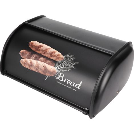 Brotkasten aus Edelstahl mit großem Fassungsvermögen, schwarzer Küchenorganizer (1/5)