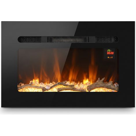 HOMCOM Camino Elettrico da 66 cm a Incasso o a Parete, 1800W, Cristalli (1/5)
