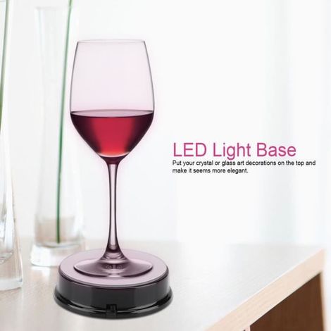 Base ronde lumineuse LED Support de base lumière 7 couleurs LED pour décoration de figurine d\'art en cristal bouteille en verre (1/3)