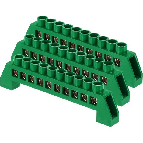 3 Pcs Terre, 10 Positions Borne À Vis En Laiton, Bloc De Terre 7x14mm Pour Équipement Électrique, Boîte De Distribution, Vert (1/5)