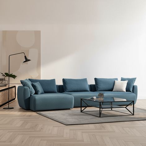 Ecksofa links Maya Blau