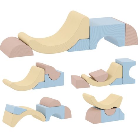 Set de 5 blocs d'escalade en mousse avec housse en velours côtelé, légers, colorés, pour jouer, ramper et grimper (1/5)