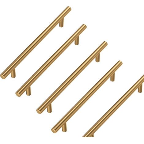 Set of 5 goldenwarm Handle Furniture Gold Brass Brushes Handle Cabinet Kitchen Doree stainless steel Entraxe 160mm (1/5)