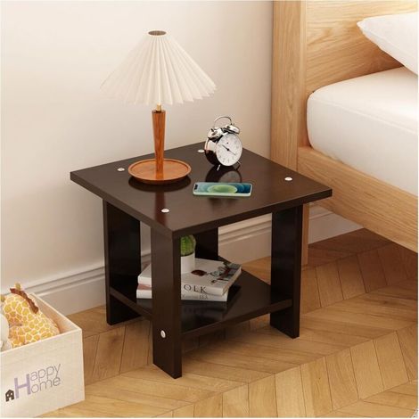 Table De Chevet, Table d'Appoint Avec Étagère De Rangement, Table De Nuit MDF à 2 Niveaux Au Style Moderne Et Épuré, Montage Facile Pour Chambre Ou Salon(Noir-40x40X41cm) (1/5)
