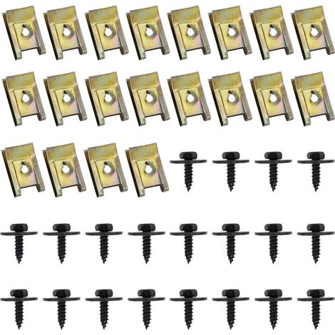 40 piezas de clips de fijación para automóviles, tornillos y pernos para automóviles, sujetadores de clip en U, tuercas y clips para guardabarros automotrices, clips de carrocería, tornillos para bajo (1/5)
