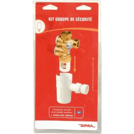 DIPRA - Kit groupe de sécurité vertical standard + entonnoir siphon - 7 Bars - 20/27