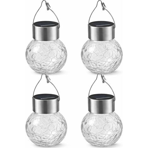 4er-Pack bunte Solar-Hängeleuchten aus Crackle-Glas für den Außenbereich (1/5)