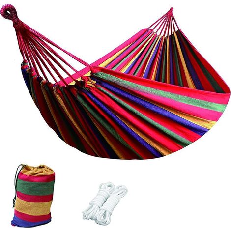 Hamac de jardin d'extérieur en toile souple pour une personne, portable, avec sac de transport