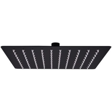 FENOPLASTICAPomme de Douche Pluie Pulvérisateur Pommeau de Douche Tête de Douchette Accessoire de Salle de Bain Acier Inoxydable 20x20 cm Carrée Noir (1/5)