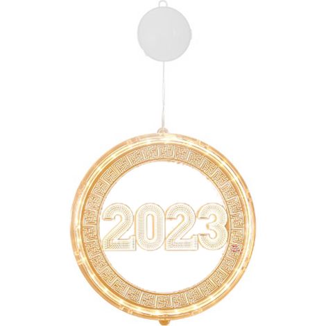 Guirlande lumineuse LED 3D Nouvel An 2023, lampe acrylique à ventouse basse tension, décoration chinoise blanc chaud 24cm (1/5)