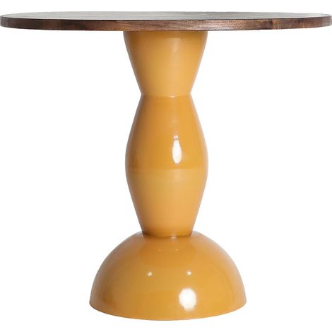 Table à manger contemporaine en fer ocre et bois de manguier - Ocre lumineux et bois de manguier (1/5)