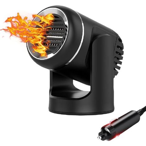 Chauffage de voiture, dégivreur portable 12 V, chauffage et ventilateur 2 en 1, prise allume-cigare avec base pivotante à 360°, chauffage rapide.